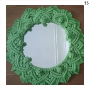Decorative mirror with macrame frame