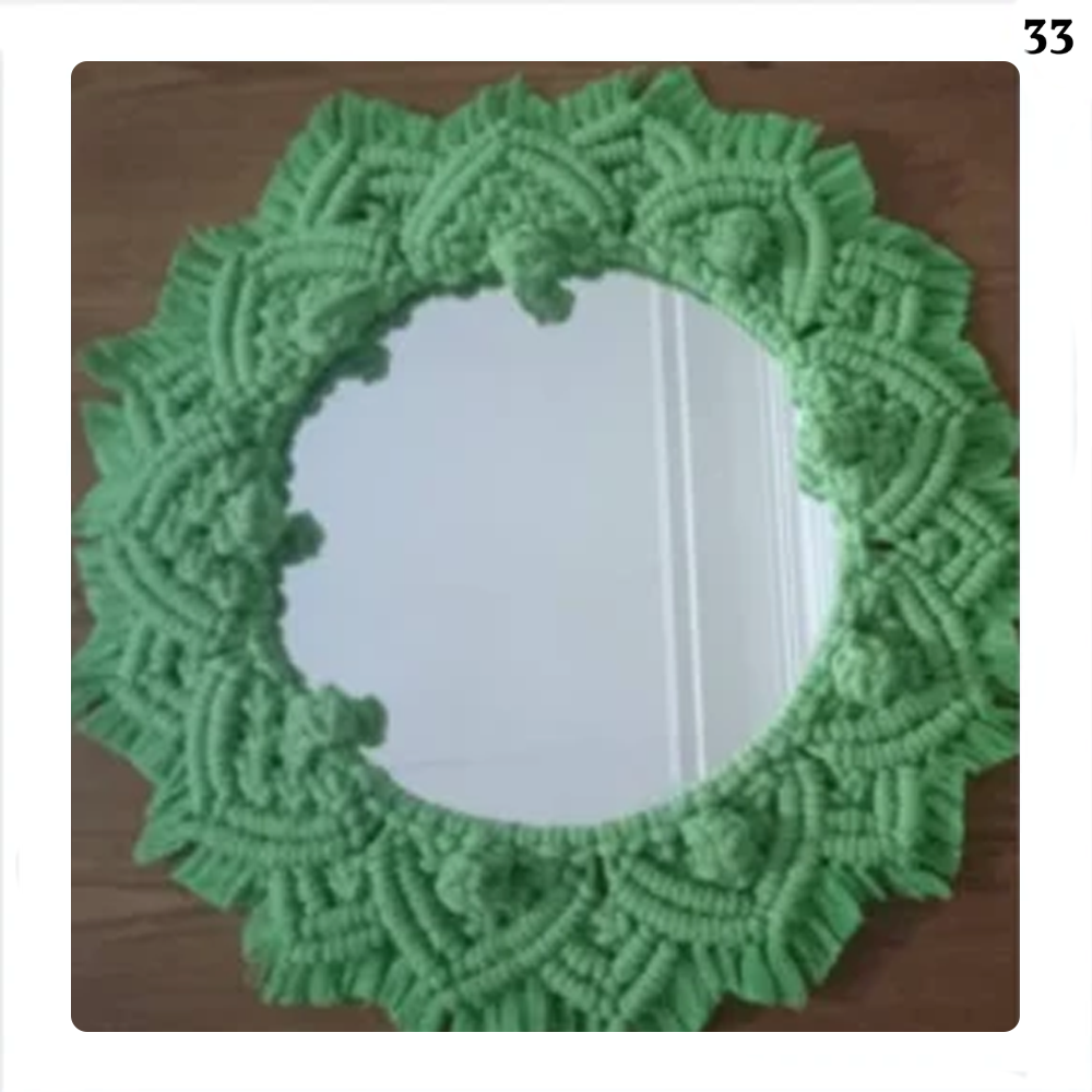 Decorative mirror with macrame frame