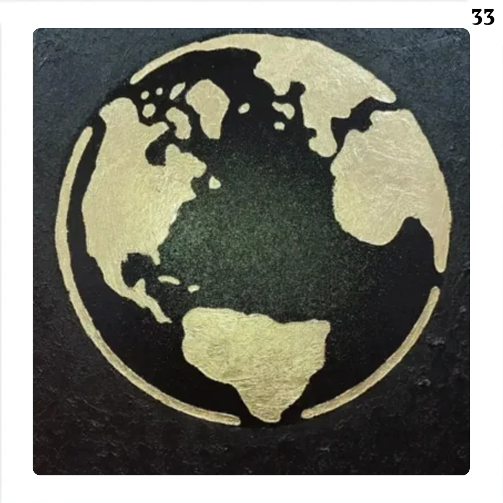 Gold leaf embossed panel with moon design