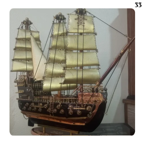 Handmade pirate sailing ship