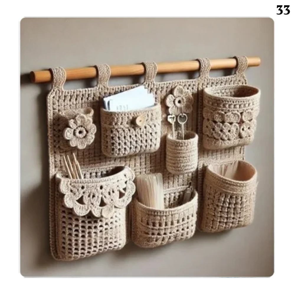 Knitted-notebook-and-charger-wall-organizer