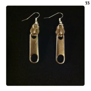 Womens-earrings-with-zipper-design-solid-color-steel