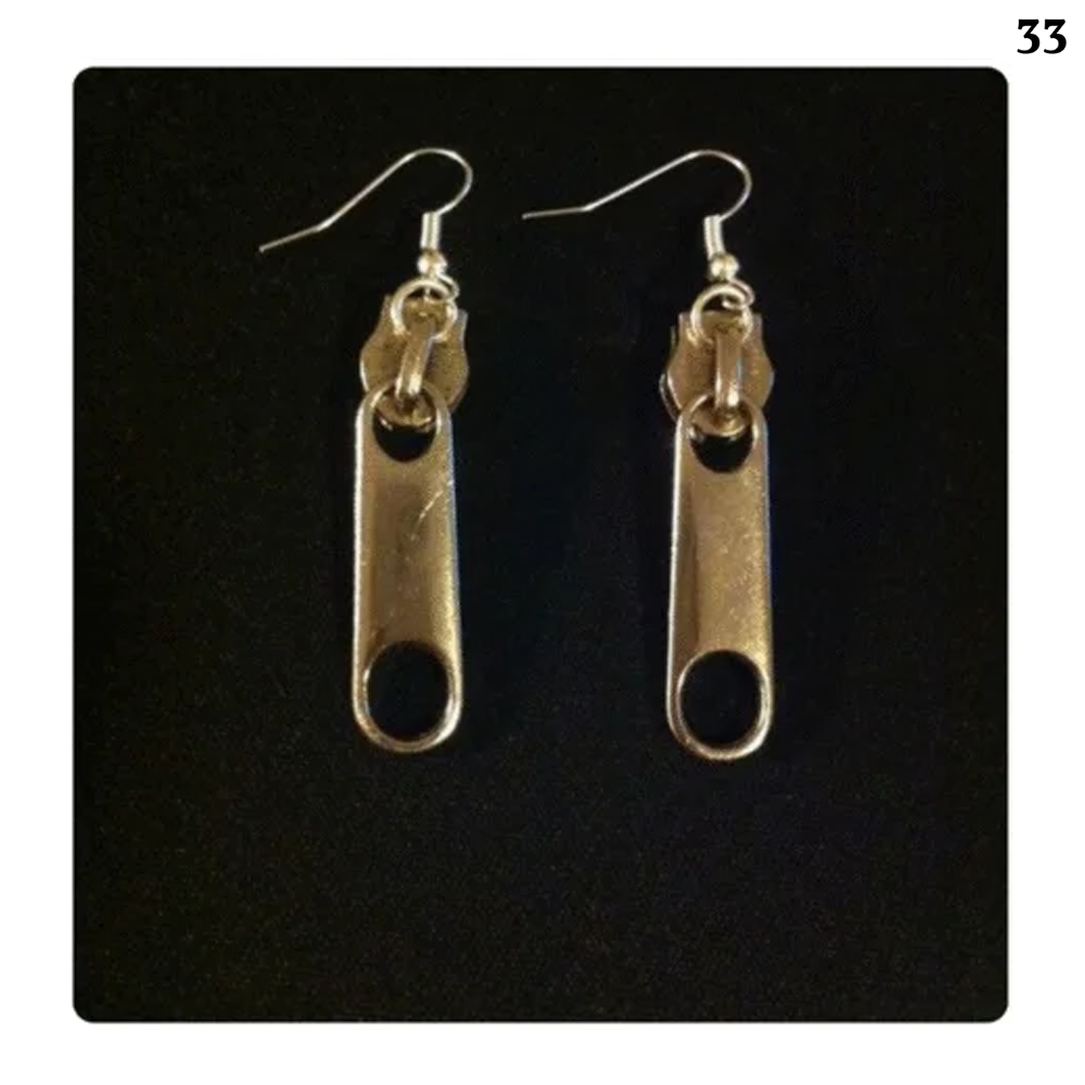 Womens-earrings-with-zipper-design-solid-color-steel