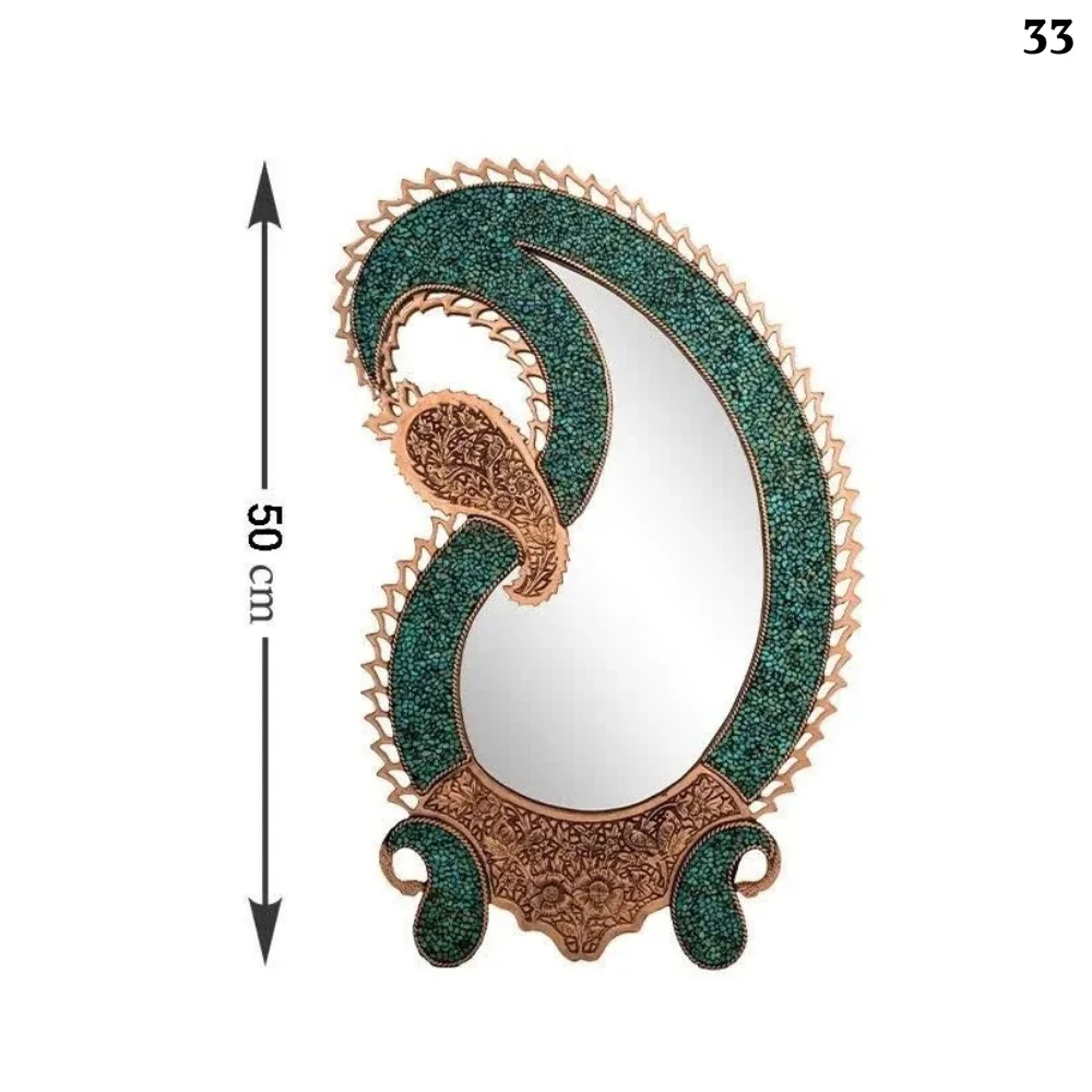 Boteh Jegheh Turquoise Inlaid Mirror