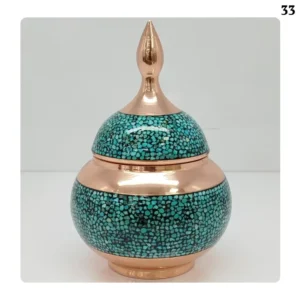 Copper Turquoise Inlay Sugar Bowl