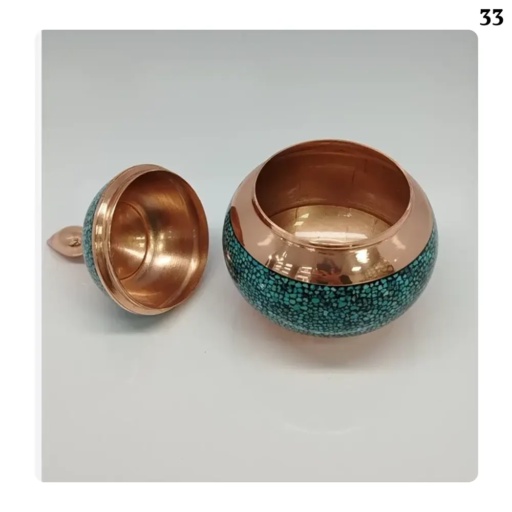 قندان فیروزه کوبی مسی