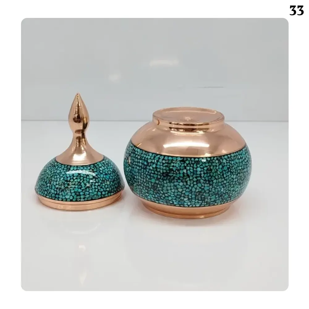 قندان فیروزه کوبی مسی