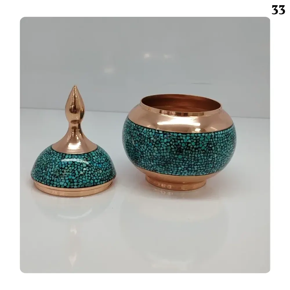 قندان فیروزه کوبی مسی