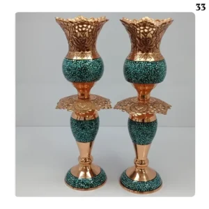 Double Turquoise Inlaid Vase
