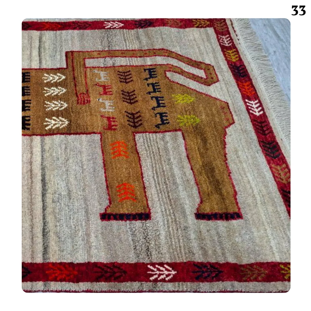 گبه دستباف قشقایی نقش شیر سنگی