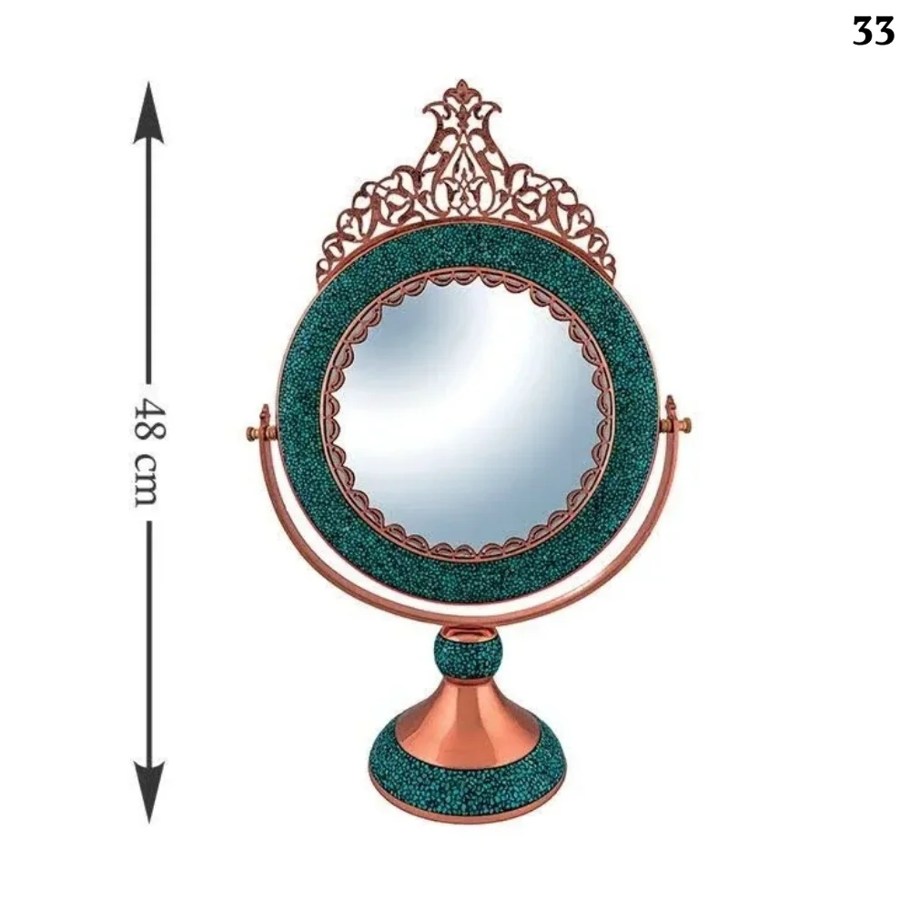 Round Turquoise Inlay Mirror-1