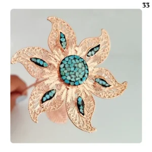 Turquoise Inlaid Copper Flower